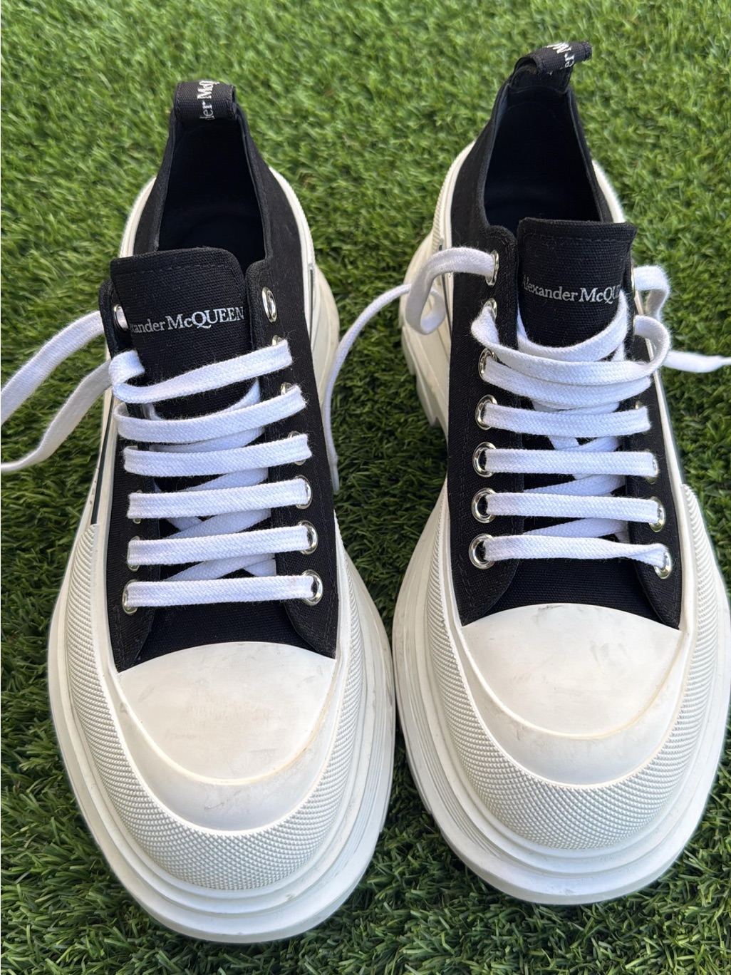Alexander Mcqueen Black & White Chunky Canvas Sneakers